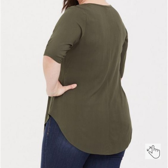 Torrid Stretch Challis Tunic Top Olive Green Size 0 M/L - Picture 2 of 9